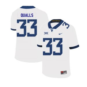 Men's West Virginia Mountaineers NCAA #33 Quondarius Qualls White Authentic Nike 2019 Stitched College Football Jersey GB15Q12XJ